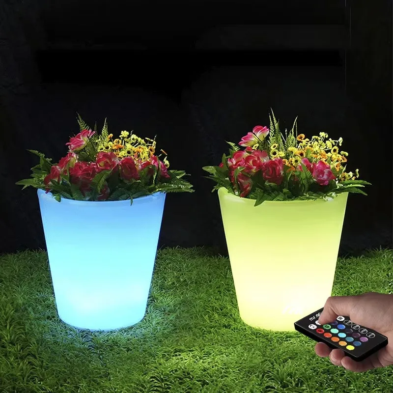 Large Decorative Molds Glowing Outdoor Led Illuminated Planters Lighted Garden  Plastic Flower Pot