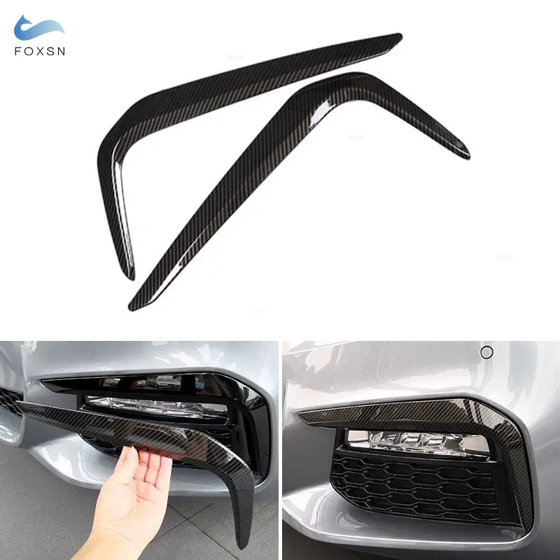 

ABS Carbon Fiber Style / Silver Car Head Front Fog Lights Lamp Eyebrows Cover Strips Trim For BMW 5 Series G30 530liM 2018-2022