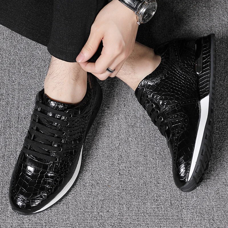 Genuine Leather Shoes Fashion Casual Lace Up Sports Low High Top Luxury Winter Dress Brand Designer Sneakers Mens Trainers 2022