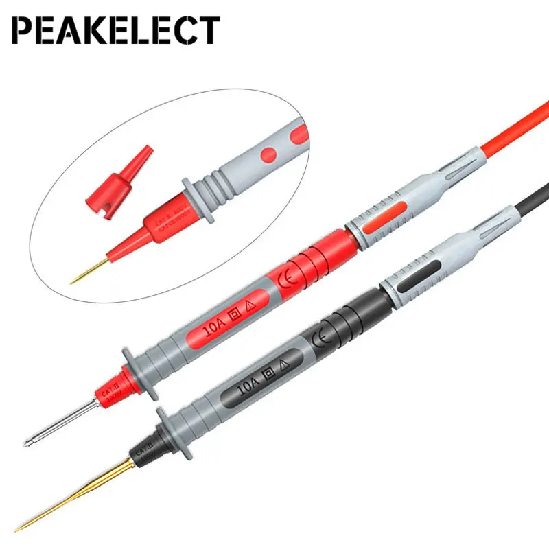 Peakelect P1033B Kit puntali per sonde per test multimetro con puntura per puntura a filo Puntali con spina a banana da 4 mm Puntali per sonde di