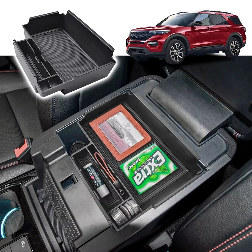

SixthSmoy Center Console Organizer Tray for Ford Explorer 2020 2021 2022 2023 2024 Accessories Armrest Glove Box Storage Divider