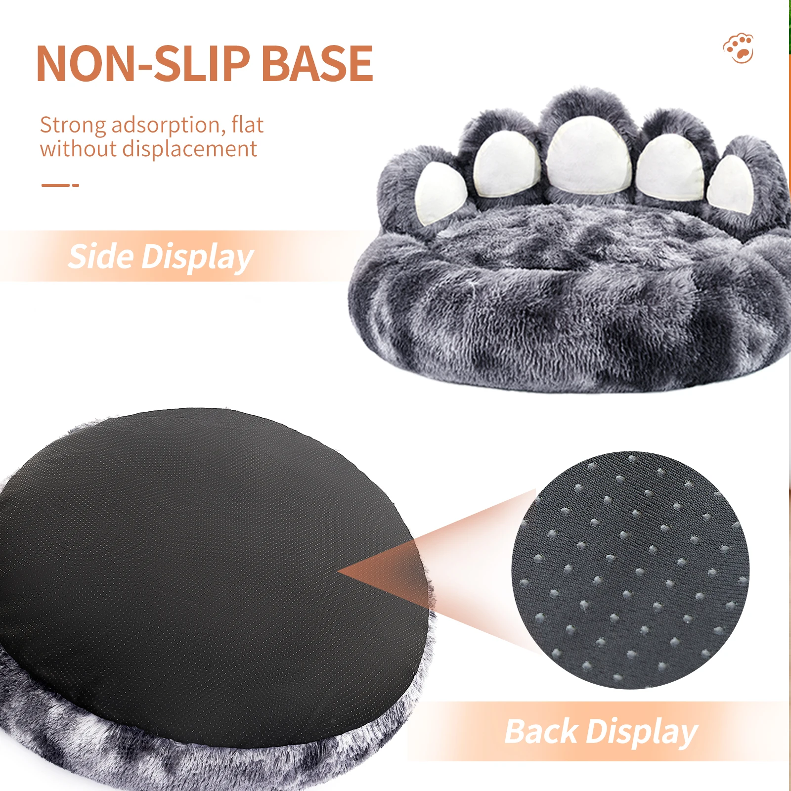 Fluffy Bear Paw Shape Dog Sofa Bed Deep Sleeping Pet Beds  Long Plush Round Warm Super Soft Cushion Calm Beds for Cats & Dogs