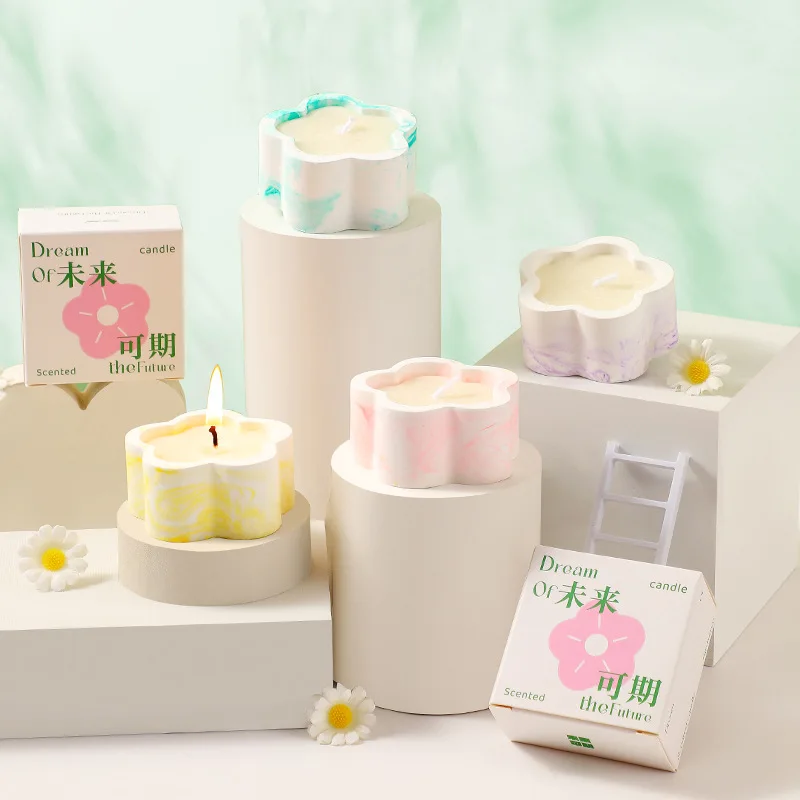 1pcs Flower Shaped Scented Candle Plant Based Wax Aromatherapy Candle for Home Decor and Relaxation