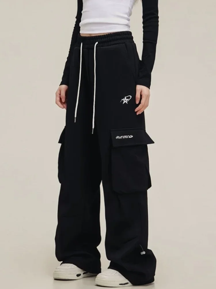 Deeptown Y2k Vintage Streetwear High Waist Wide Leg Baggy Pants American Retro Grunge Hip Hop Oversized Sweatpant Summer 2024