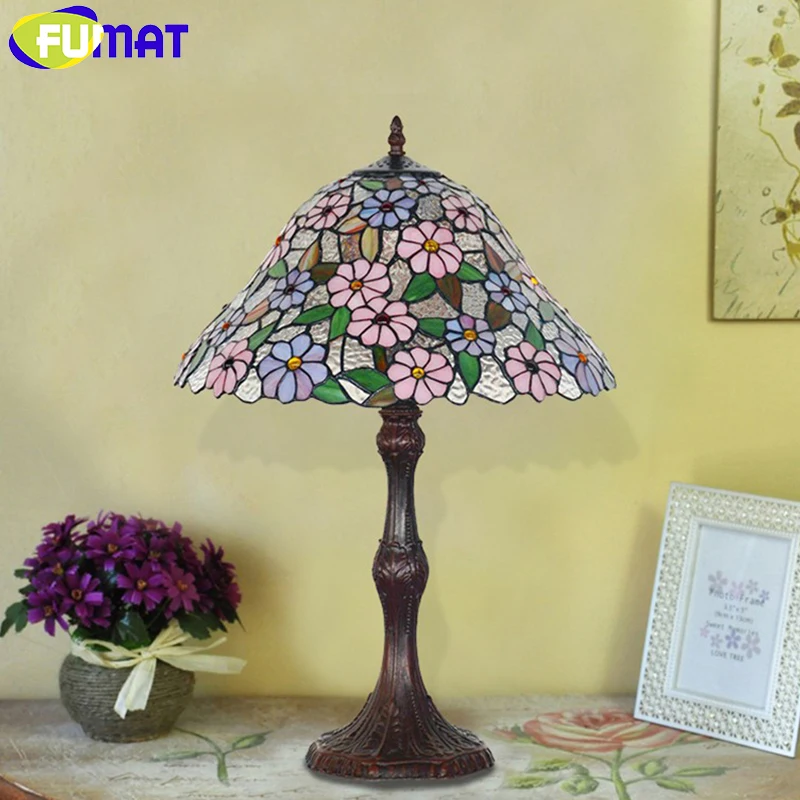 FUMAT Stained Glass Lamp European Style High Quality Elegance ART Decor Lamp Living Room Bedside Happiness Light Fixtures