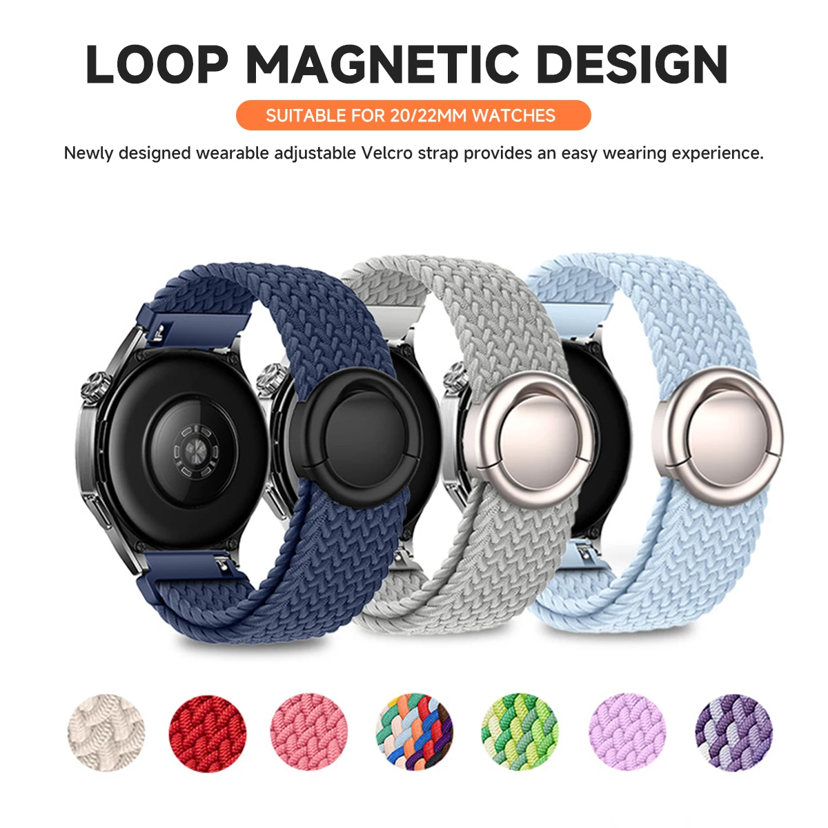 18 mm 20 mm 22 mm geflochtenes Nylon-Schlaufenarmband für Huawei Watch GT5/GT4 Pro Fallschirmschnalle, bequemes Band für Samsung Watch 7 6 5 4