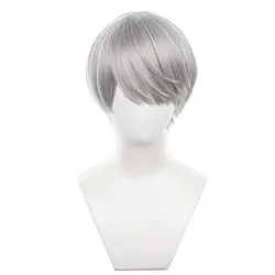 Anime Yu Narukami Wig Gray Bowl-shaped Short Straight Party Hair Halloween Cosplay Props Accessory