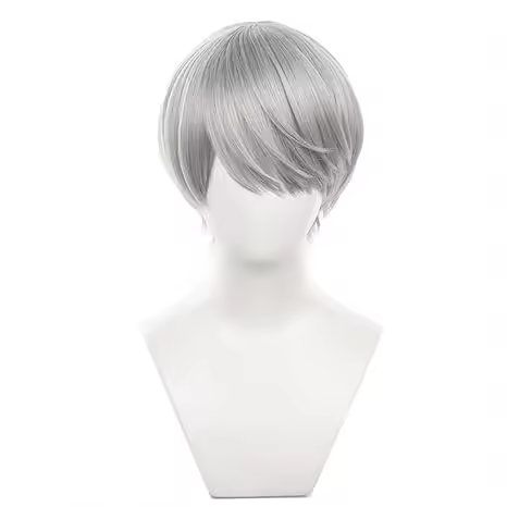 Anime Yu Narukami Wig Gray Bowl-shaped Short Straight Party Hair Halloween Cosplay Props Accessory