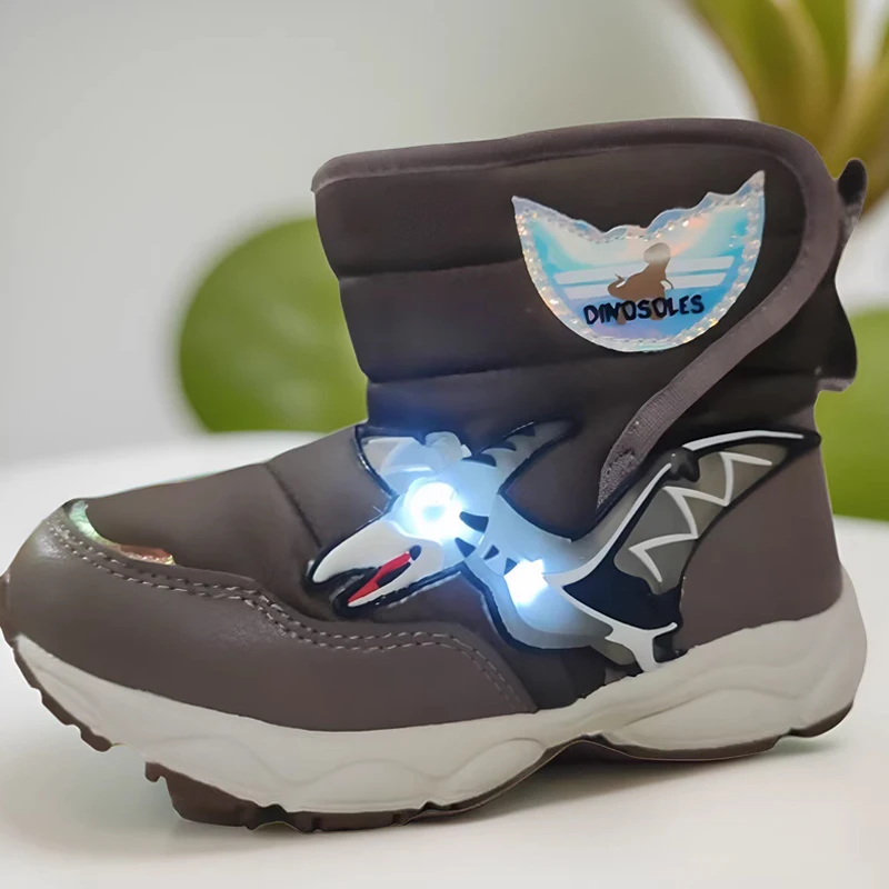 Children's new winter unicorn light-up casual shoes, warm cotton shoes, snow boots