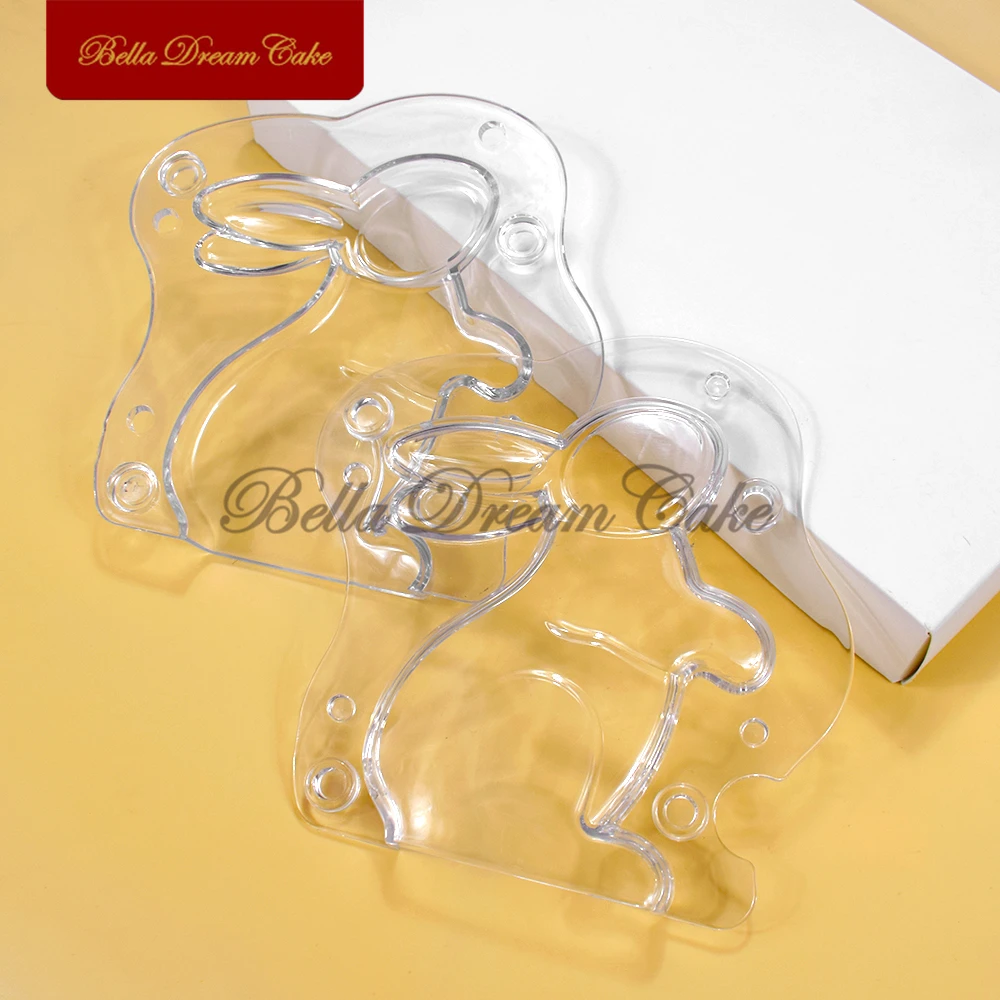 2pcs/set 3D Easter Bunny Design Plastic Chocolate Mold Rabbit Mousse Mould DIY Candle Plaster Model Cake Tools Kitchen Bakeware