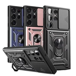 Armor Slide Camera Lens Case for Samsung Galaxy S24 S23 S22 S21 S20 Plus Note 20 Ultra A54 A53 5G S23 S20 FE Bumpers Cover
