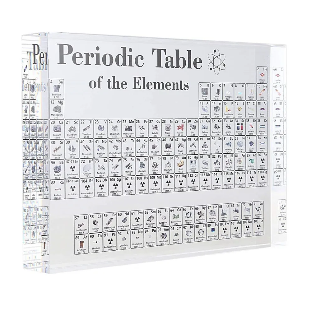 

Custom Chemica Periodic Table with Real Elements Acrylic Block Science Chemistry Chart for Teachers Students Classroom