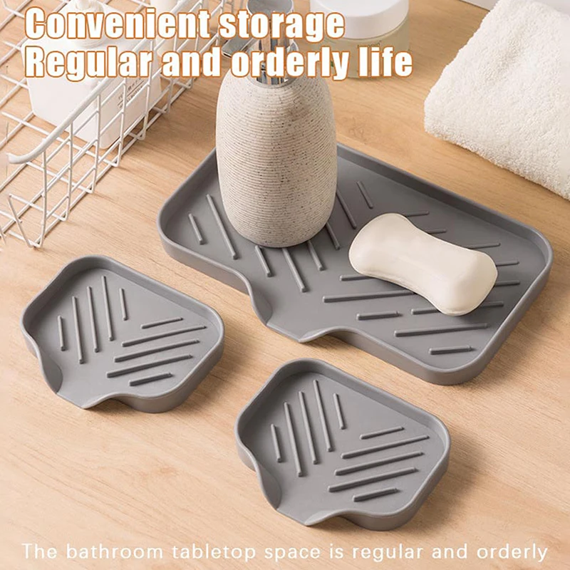 

New Faucet Mat Kitchen Sink Tray Soap Dispenser Sponge Drain Pad Sink Splash Drying Mat Countertop Storage Tray SoapTray