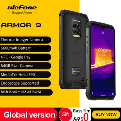 Ulefone Armor 9 Thermal Imager Camera Smartphone, Rugged Mobile Phone, Android 10, Helio P90 Octa-Core, 8GB + 128GB, 6600mAh