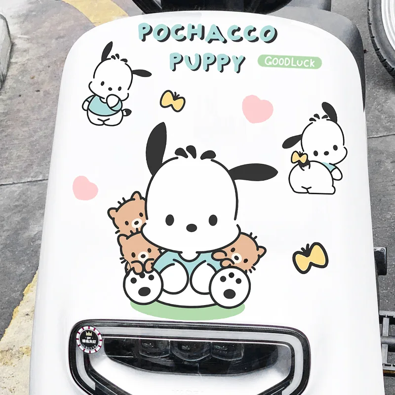 Kawaii Sanrio Cinnamoroll Pochacco Car Sticker Cartoon Anime Decoration Sticker Notebook Trunk Water Cup Waterproof Sticker Gift