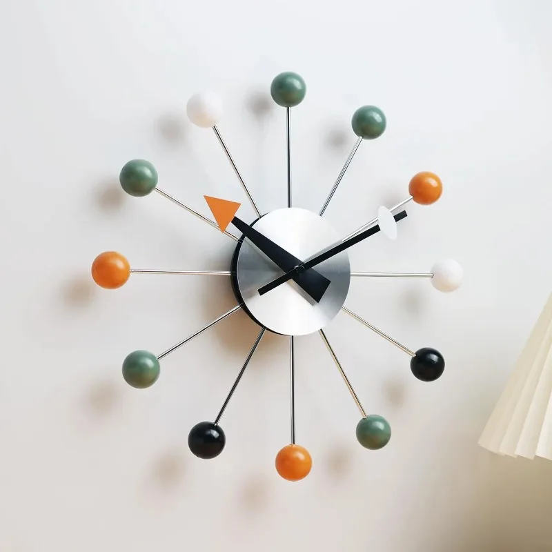 Modern Wall Clock Silent Non Ticking 13 Inch Pop Color Decorative Ball Clocks for Living Room Kitchen Office Wall Clocks