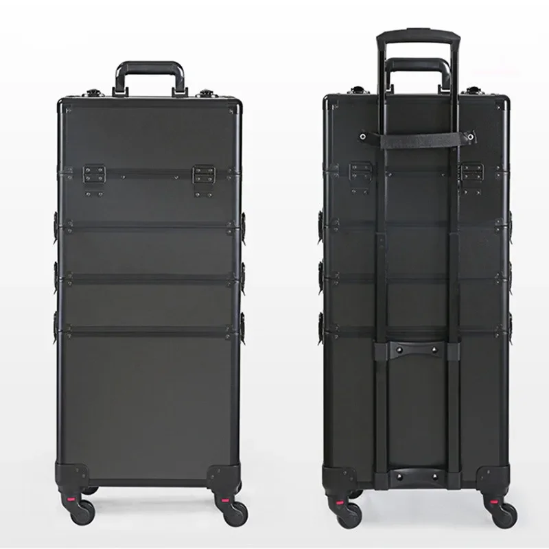 Brand Aluminum Frame 4 Layers Trolley Bags Makeup Box Beauty Case Wheel Professional Baggage Suitcase Travel Luggage Toolbox Bag