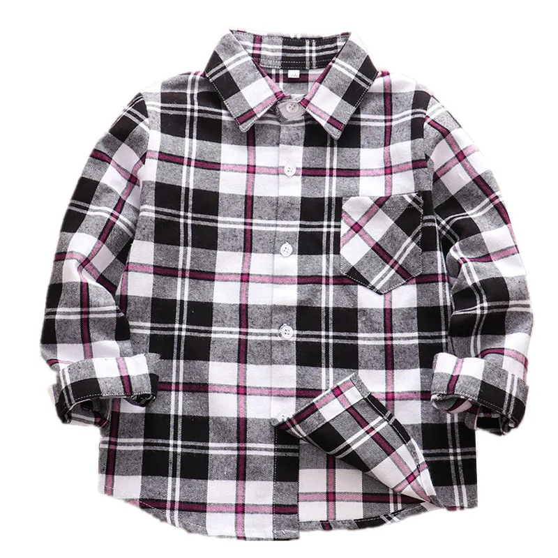 2024 Children Flannel Shirt Button Down Design Kids Long Sleeve Blouse For Baby Boys Girls Age 1-10 Years Wear LC389