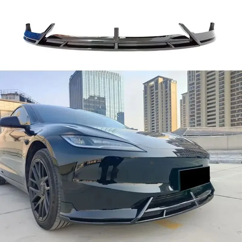 Per Tesla Model 3 Highland 2024 ABS paraurti anteriore in fibra di carbonio Lip Chin diffusore Body Kit Spoiler deflettore Tuning accessori