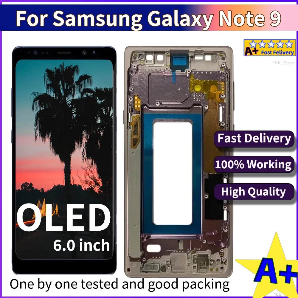 OLED Note9 SM-N950A N960U LCD Touch Screen LCD For Samsung Galaxy Note 9 N960 Display 100% Tested Working With Frame Replacement