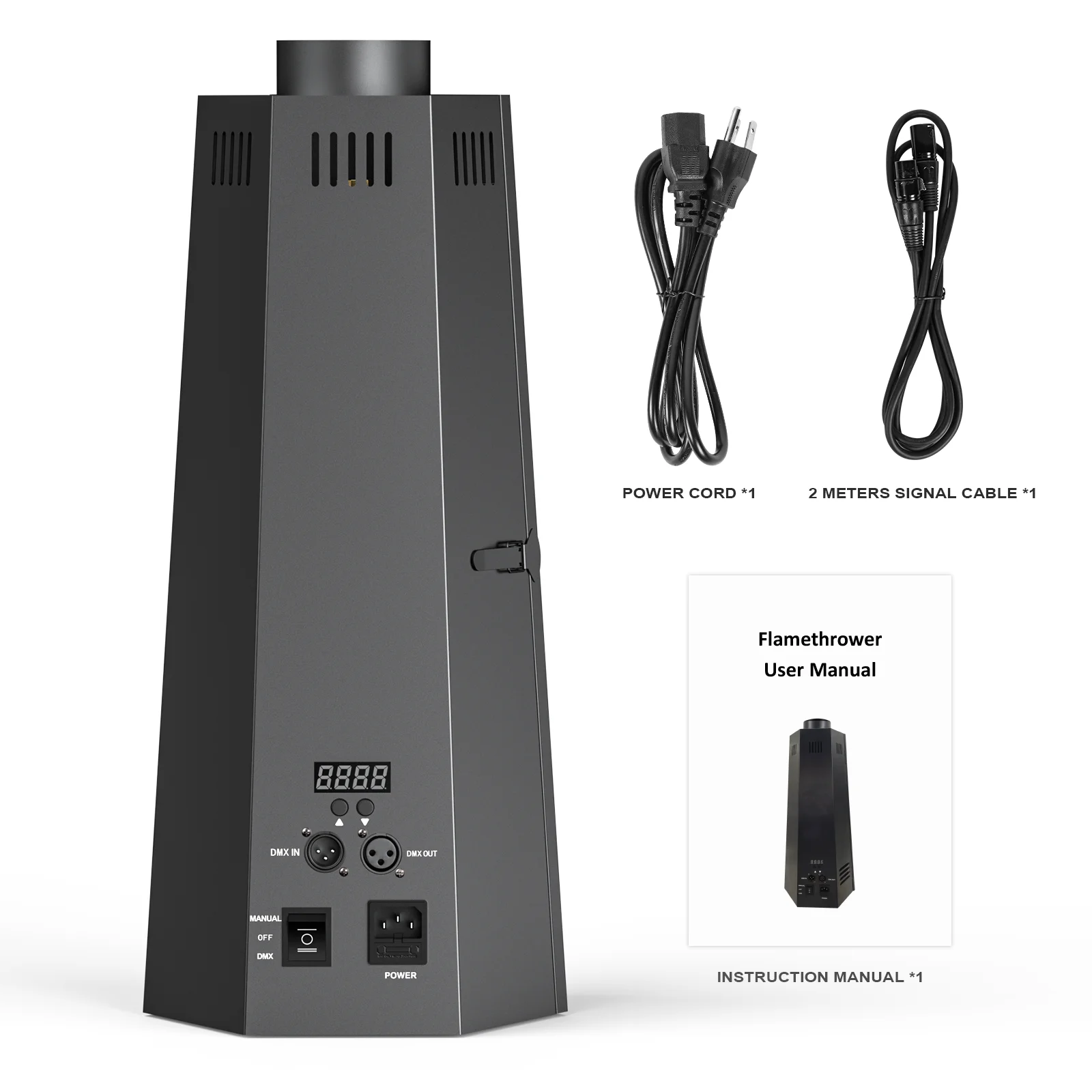 Fieryzeal 80W Fire Spray Effect Flame Thrower Hexagonal DMX512 Flame Projector Machine Stage Bar Outdoor Performance