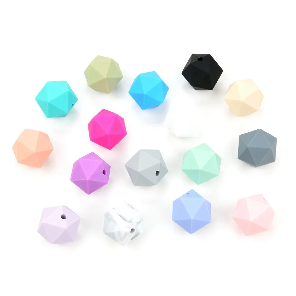 LOFCA 10pieces/Lot Silicone Beads For Necklace Jewelry DIY Icosahedron Beads Than Hexagon