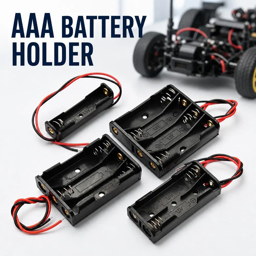 1/2/3/4 Slots AAA Battery Holder Case Box with Wire Lead Pin Storage Connector for School Physics Electrical Circuit Experiment