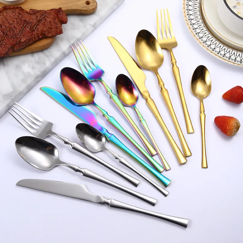 30pcs Bright Gold Dinnerware Set Stainless Steel Tableware Knife Tea Fork Coffee Spoon Flatware Dishwasher Safe Dinner Cutlery