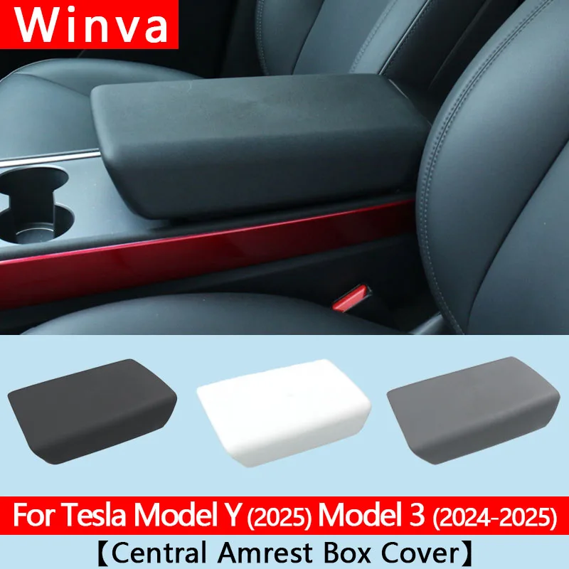 For Tesla Model Y Juniper 2025 & Model 3 Highland 2024 2025 TPE Soft Case Center Console Arm Rest Lid Armrest Cover Accessories