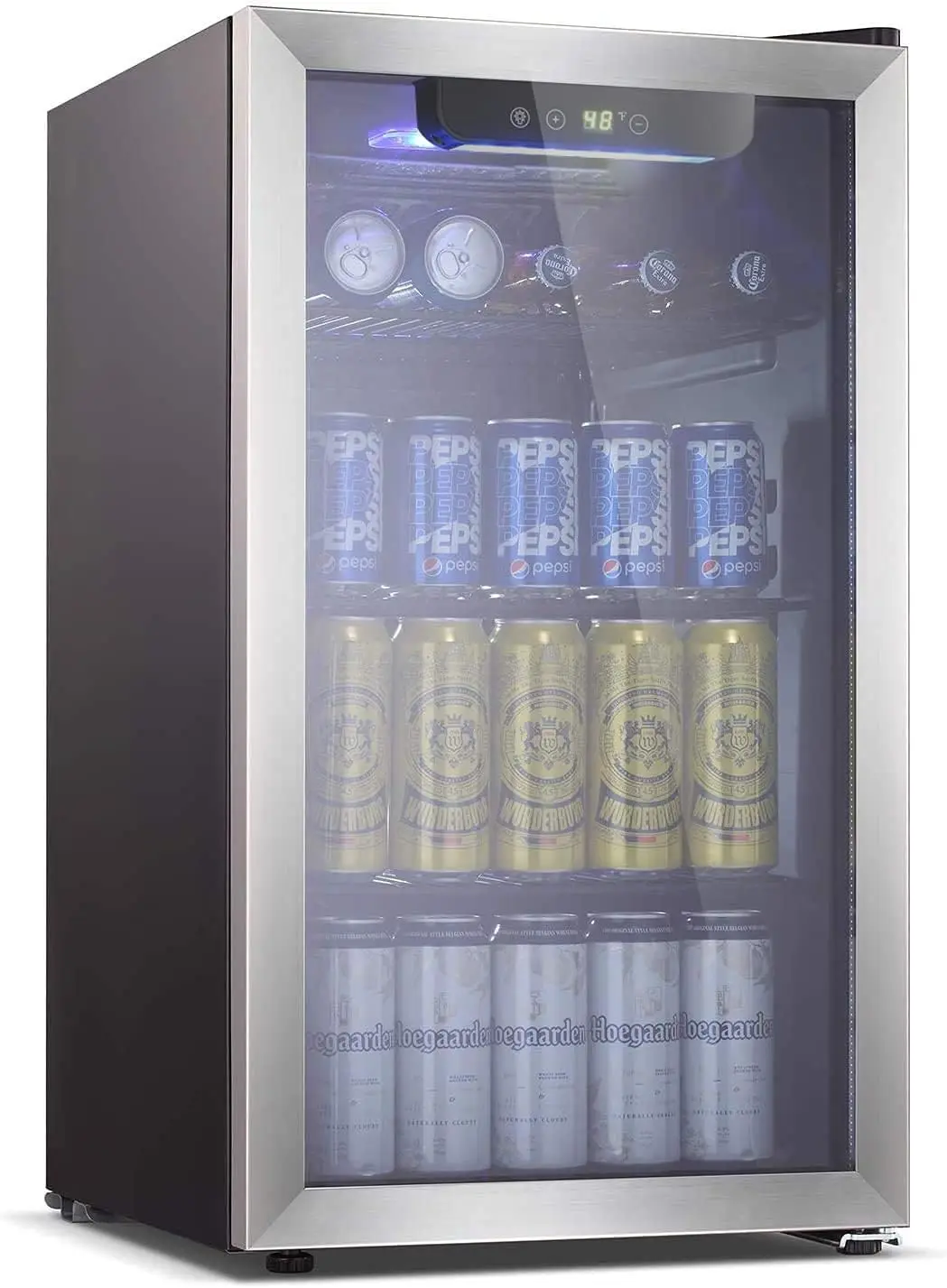 125 Can Mini Fridge for Soda Beer or Wine, Small Drink Dispenser, for Office or Bar with Adjustable