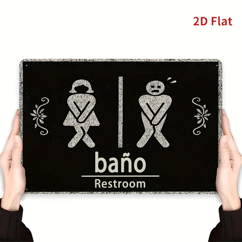 Rectangular Iron Decorative Sign, Spanish Bathroom Theme, Unisex Restroom Sign, Iron , Suitable for Cafes, Hotels, Shopping