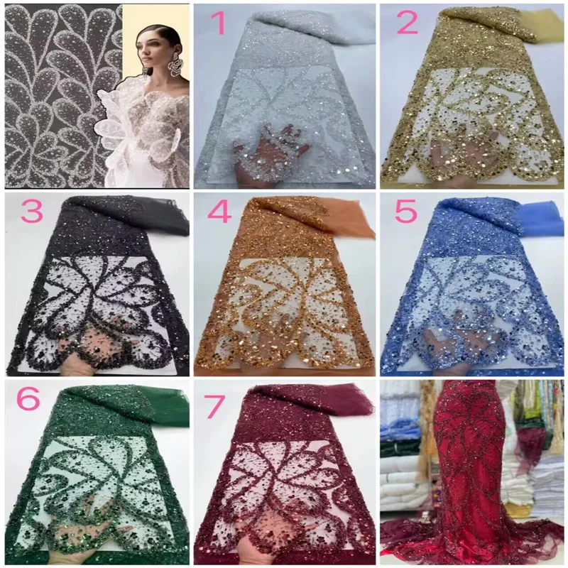 High Quality African Nigerian Tulle Lace 3D flower Red Fabric For Sewing Wedding Party Gown Dress Embroidered Net Cloth 5Yard