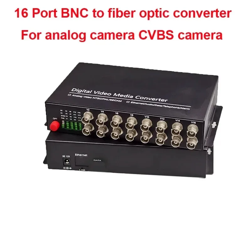 

unique 16 Channel BNC Analog Video To Fiber Optic Converter Transmitter/Receiver For CCTV System Analog Camera CVBS Camera