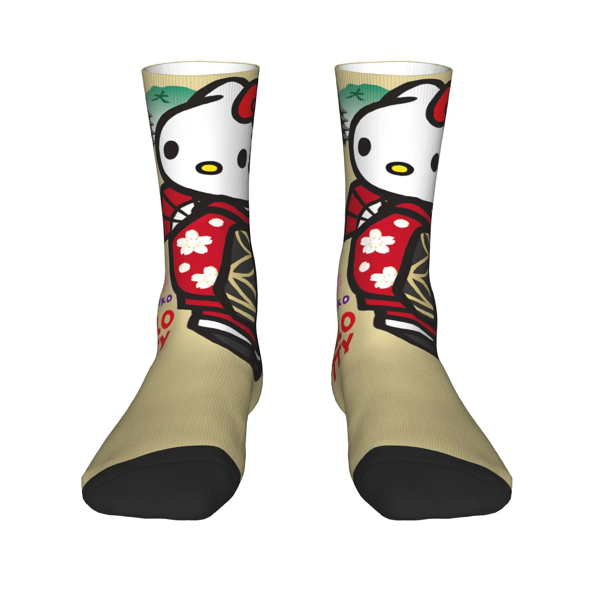 Skarpetki Hello Kitty Maiko Jesienne Podkolanówki Śmieszne Skarpetki dla Par Oddychające Skarpetki z Motywem Skateboardu Antypoślizgowe