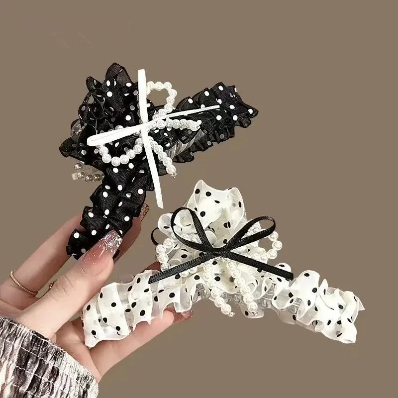 

1 шт. корейская версия темперамента, сетка, жемчуг, волнистая точка, зажим для захвата, женское высококачественное ощущение, плетеные волосы, зажим в виде акулы, захват