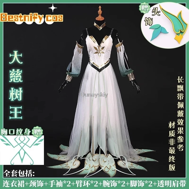 

Genshin Impact The Greater Lord Rukkhadevata Cosplay Costume Women White Long Yarn Dresses Party Outfit