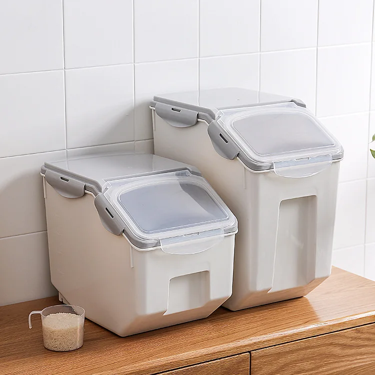 10/15kg Large Rice Tank Kitchen Grain Storage Box Sealed Moisture-proof Plastic Pet Food Storage Container Mildew Grain Bucket