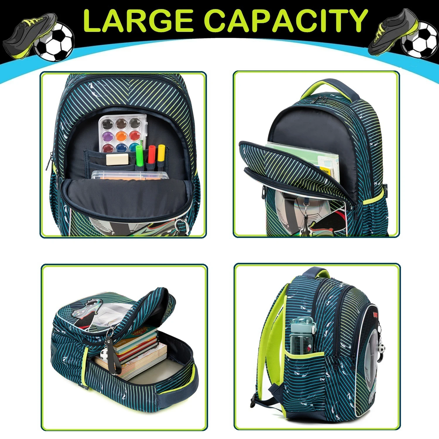 Kids School Backpacks for Boys Large Capacity Bookbag Set with Lunch Bag and Pencil Case Elementary Student Daily Backpack Back to School Supplies view 3