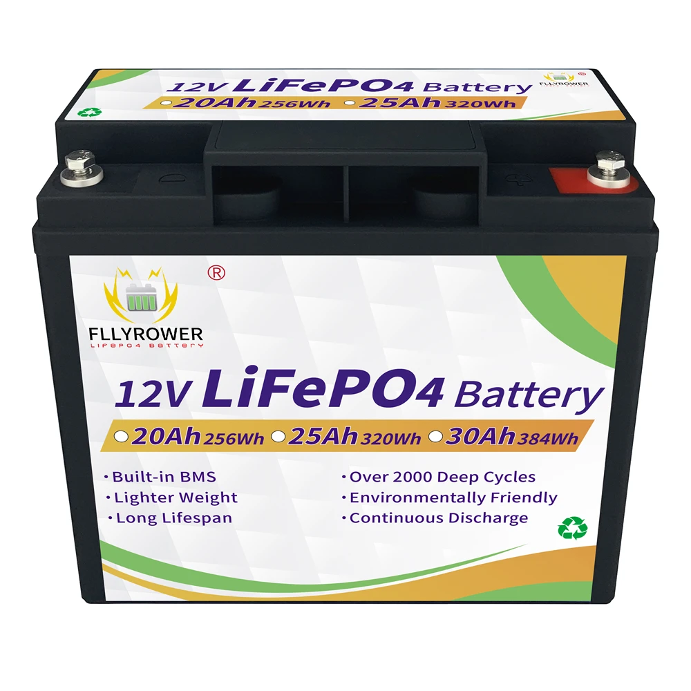 12V 20Ah Lithium LiFePO4 Deep Cycle Rechargeable Battery 4000+ lifetime Built-in BMS for RV Solar Marine Off-Grid Applications