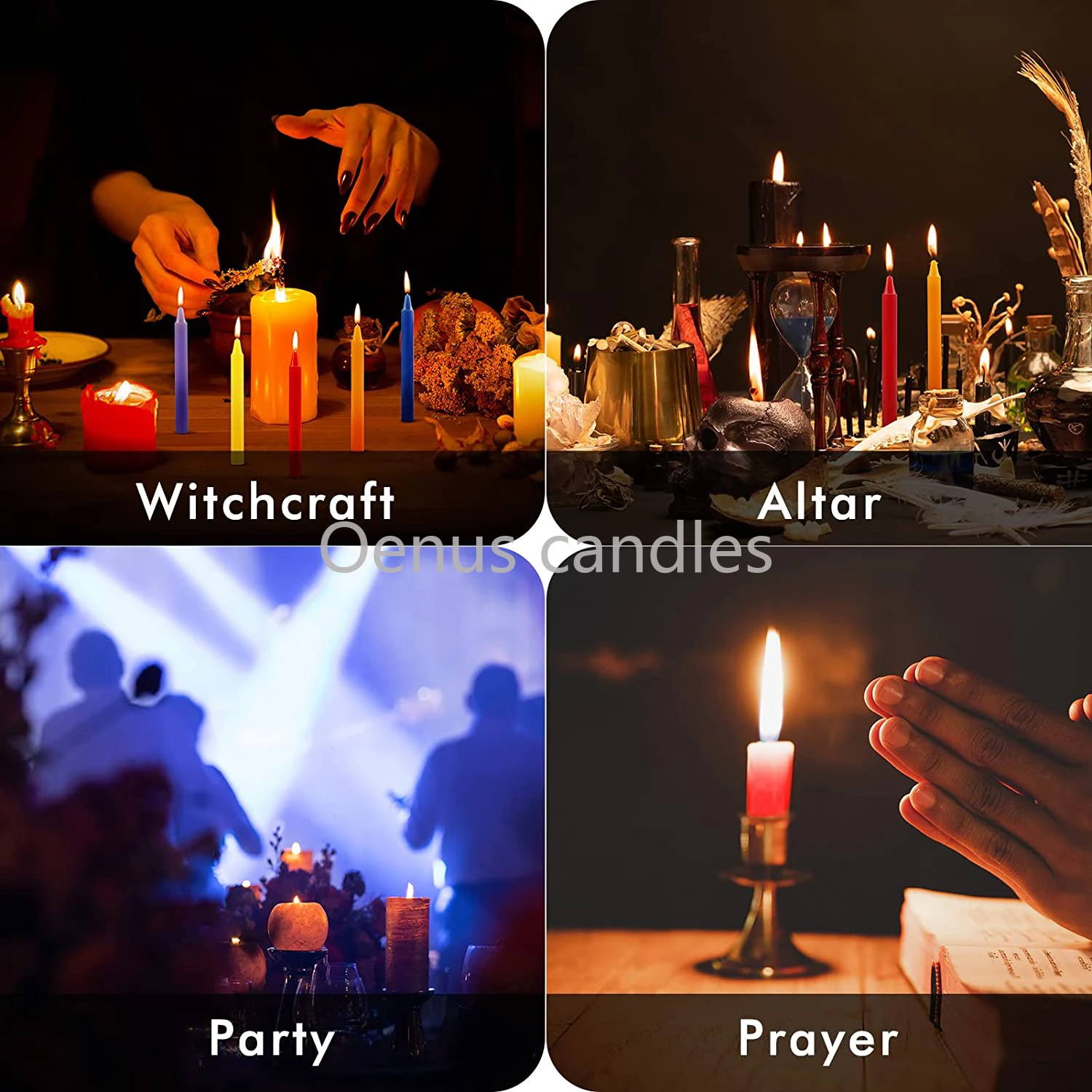 10 PCS Colored Witch Candle Spell Chime Candle for Spiritual Magic Taper Candle for Shabbat Unscented Religion Decoration