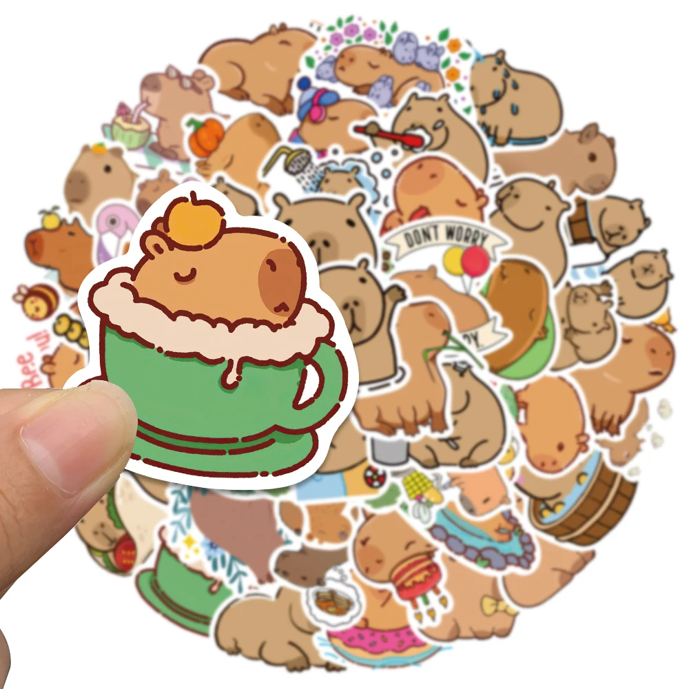 50pcs Cute Cartoon Animals Capybara Stickers Kids Gift For Laptop Luggage Phone Notebook Waterproof Graffiti Bicycle Decals