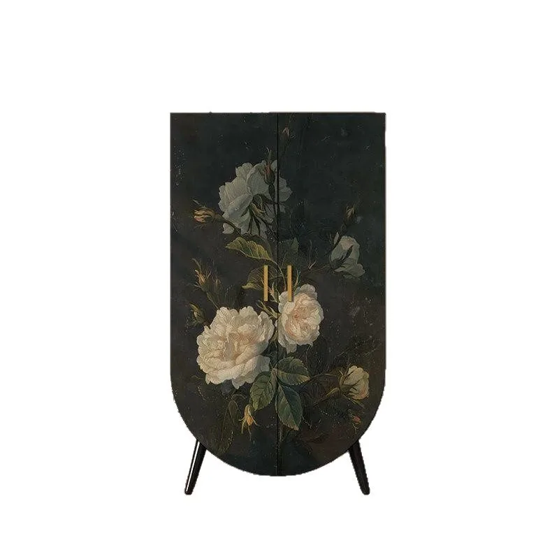 

French retro flower wardrobe bedroom living room home storage cabinet integrated wall hanging wardrobe solid wood finished