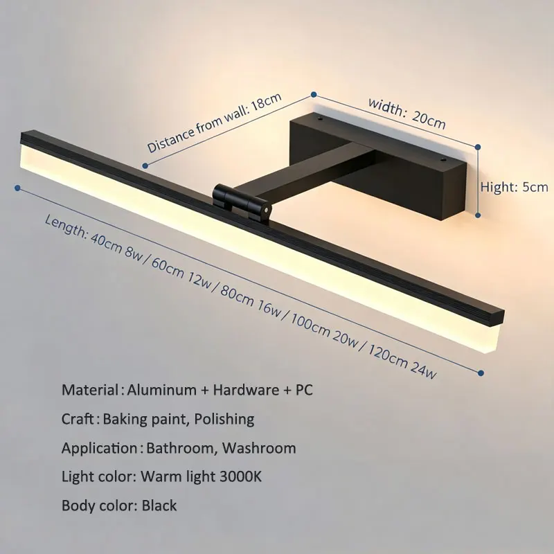 Nordic Led Bathroom Mirror Front Light Vanity Table Toilet Mirror Cabinet Dedicated Wall Mounted Light Makeup Mirror Wall Light