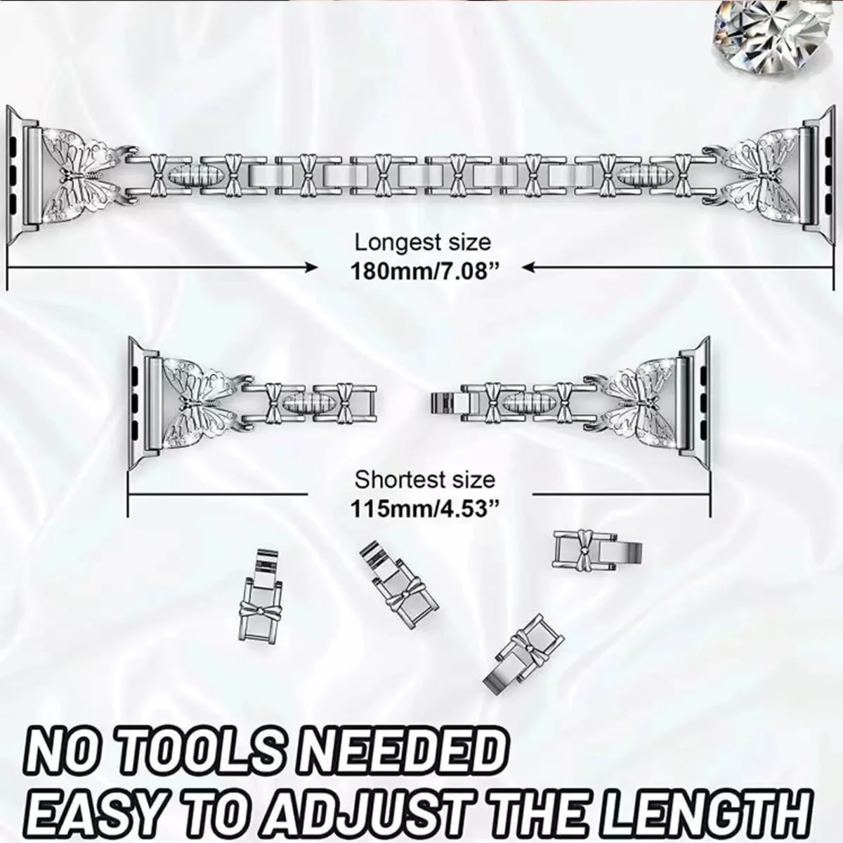 Metal Band For Apple Watch Band 49mm 45mm 41mm Butterfly Style Bracelet For iWatch Ultra 8 7 6 5 4 3 SE 44mm 42mm 40mm 38mm band