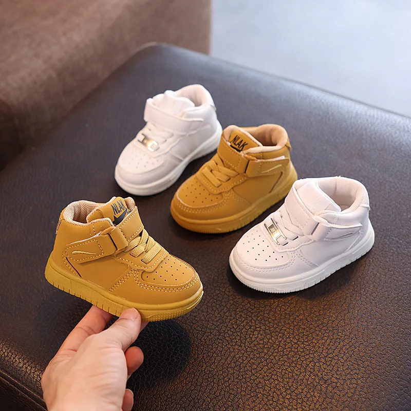 

New Kids Mid-Top Sneakers Boy Soft Sole Anti-Slip Comfortable Casual Shoes Girl Fashion Simple Versatile Children Running Shoes