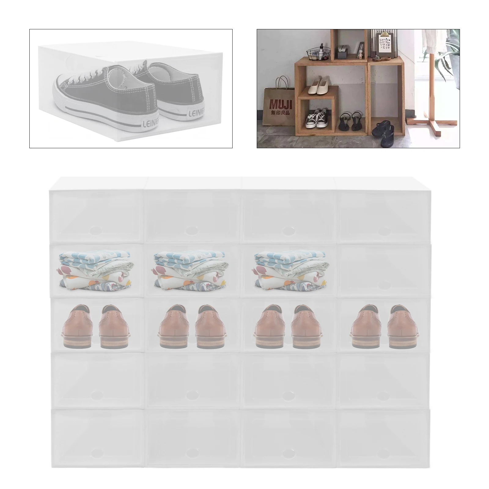 20 Pcs Shoe Covers Transparent Shoe Box Storage Box Set Stackable