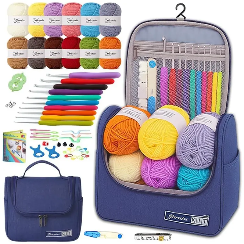 

ABKP-Ergonomic Crochet Hooks Set With Yarn Included- Crochet Kits For Adults For Beginners,All In One Yarn Kit