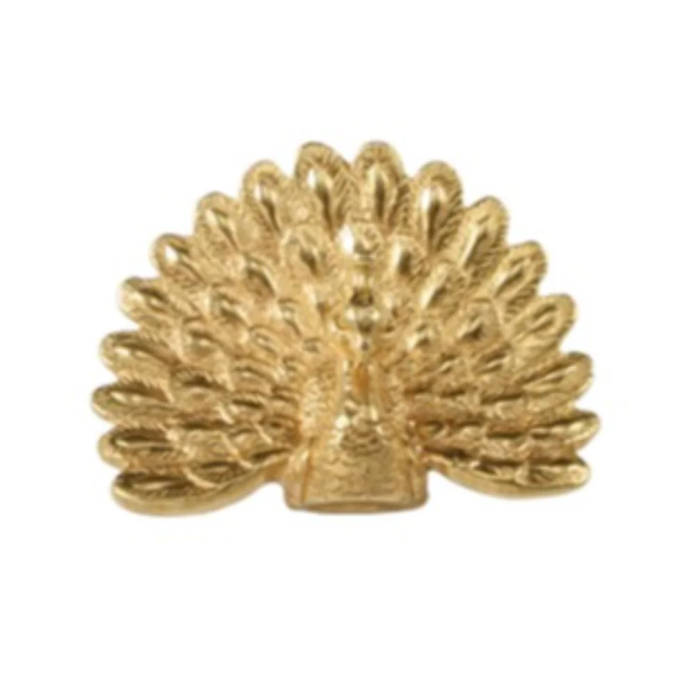 Manija de latón de mono pavo real de Color dorado, herrajes para muebles de lujo, perillas de puertas de gabinete, tiradores de cajón de armario push-pull de un solo orificio