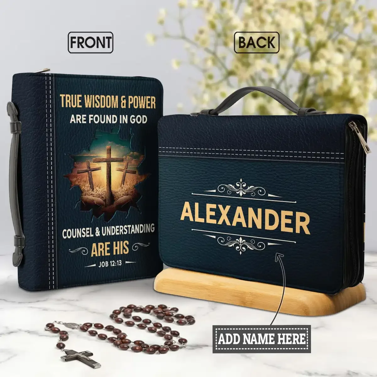 True Wisdom And Power Are Found In God Bible Hymns Print Women's Holy Storage Bag Christian Bags Exquisit Leather Bible Cover