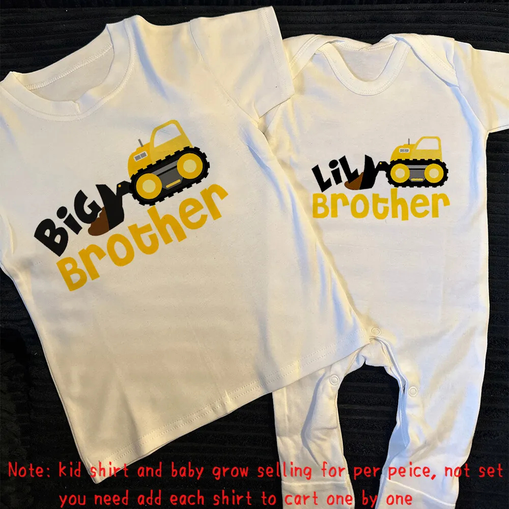 New Baby Gift Big Brother Lil Brother Matching Clothes Siblings Matching T-shirt and Baby Grow Gift for Brother Take Home Outfit